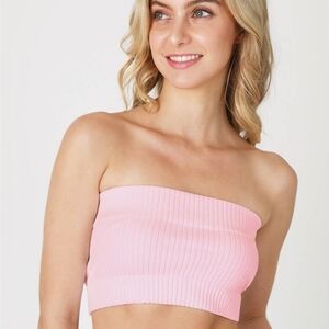 NIKIBIKI Pink Rose Bandeau Bra Top Women’s One Size Ribbed Tube Top S M L XL